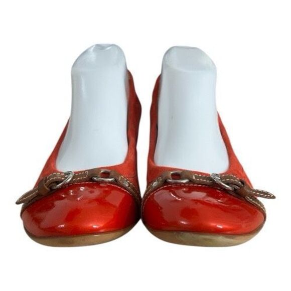 AGL ATTILIO GIUSTI LEOMBRUNI Orange Leather Flats Size 39 (8.5) Cap Toe Ballet - Picture 3 of 14